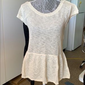 tj maxx knit white shirt flowy short sleeves